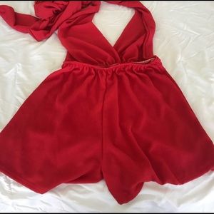 Red Halter Romper